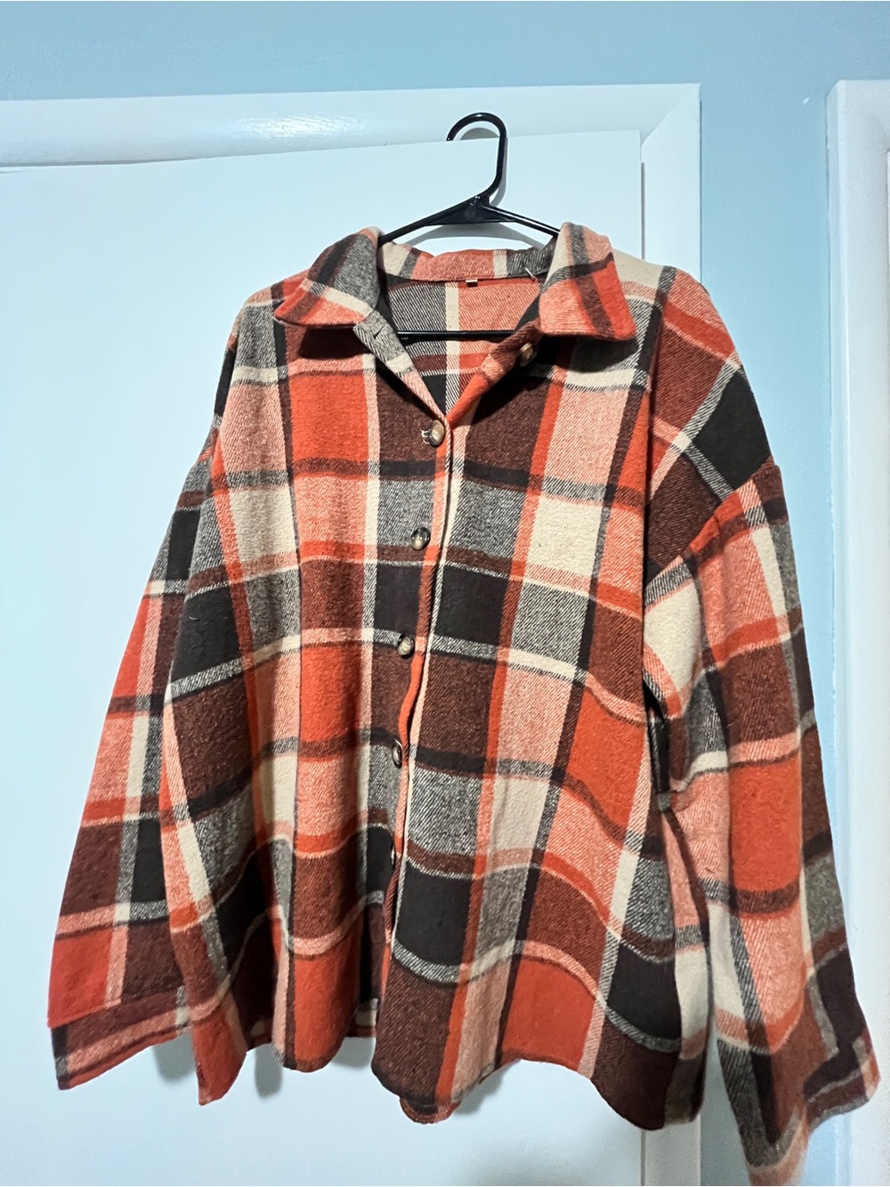 Staccato Orange Brown and Beige Flannel Button Up Size 2XL